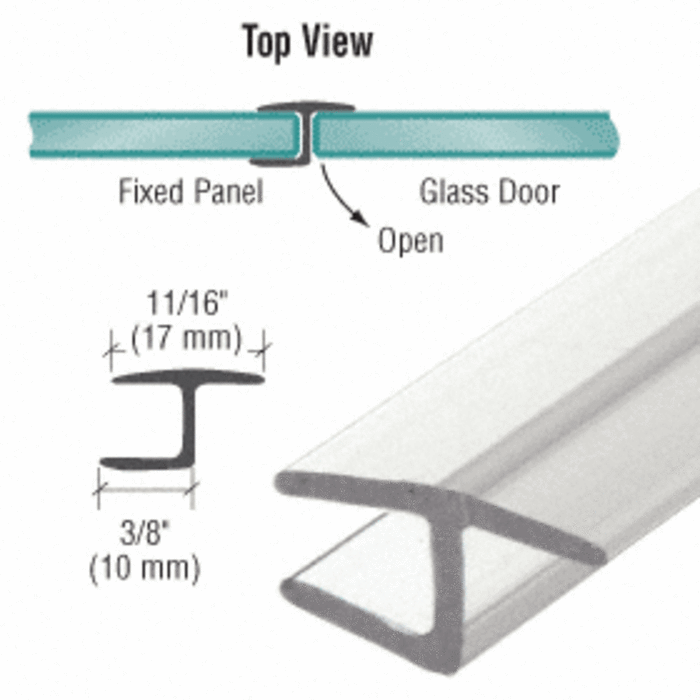 Swinging Shower Door Polycarbonate "h" Jamb 180 Degree Seal - 1/4" Width - Reflect Window & Door
