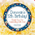 personalized popcorn bucket party favor label