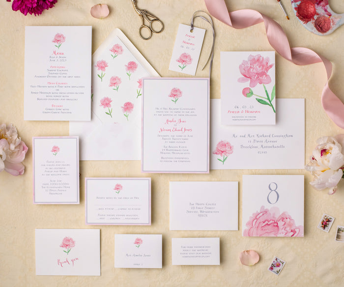 Pretty Peony Invitation suite