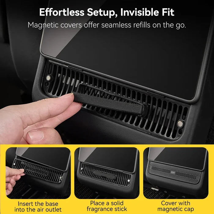 Rear Car Air Vent Freshener  For Tesla Model 3 Highland 2024-2025/ Y Juniper 2025-2026 Damage-Free Installation, OEM-Matched Fit, Long-Lasting Fragrance