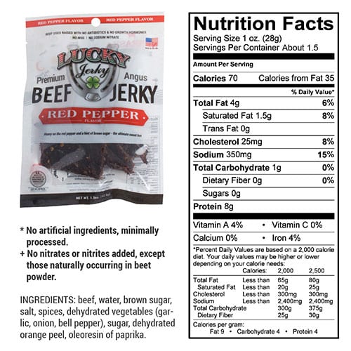 Red Pepper Beef Jerky | Pack of 2 | 1.5 oz | Nebraska Star Beef
