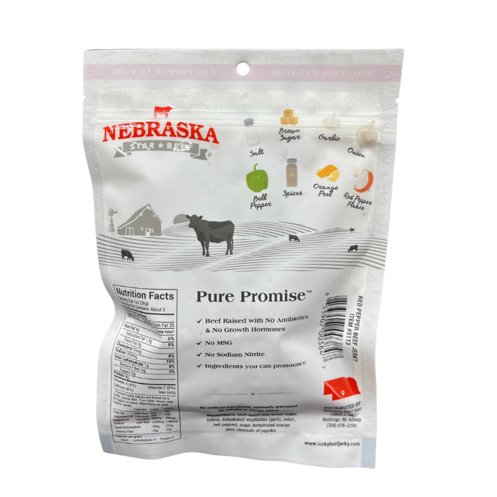 Red Pepper Beef Jerky | Pack of 2 | 3 oz | Nebraska Star Beef