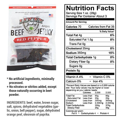 Red Pepper Beef Jerky | Pack of 2 | 3 oz | Nebraska Star Beef