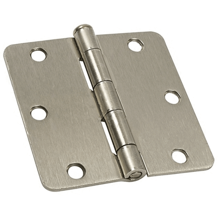 Residential 3-1/2" x 3-1/2" Butt Hinge With 1/4" Radius Corners - Satin Nickel - Standard Pin - Reflect Window & Door