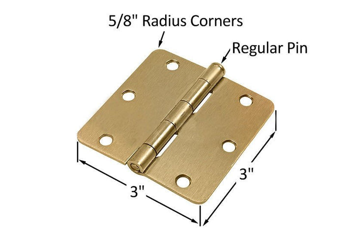 Residential 3" x 3" Butt Hinge With 5/8" Radius Corners - Polished Brass - Reflect Window & Door