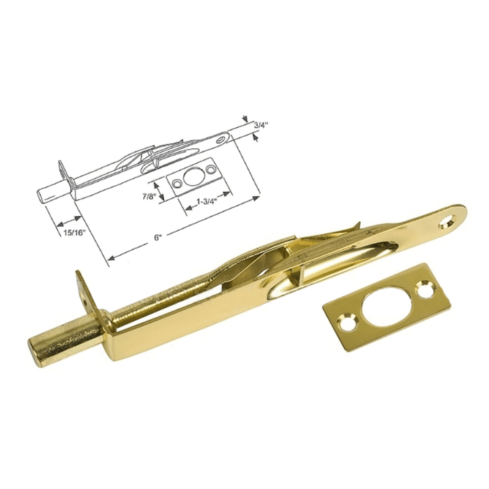 Residential 6" Flush Bolt - Brass - Reflect Window & Door