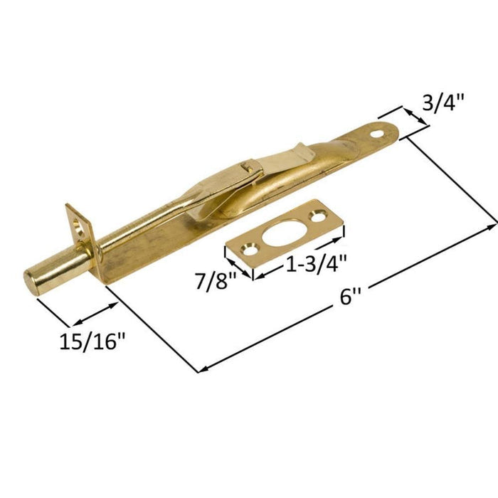 Residential 6" Flush Bolt - Brass - Reflect Window & Door