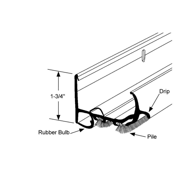 Residential Entry Door Shoe with Rubber Bulb Seal – 36" Vinyl Bottom Sweep for Exterior Doors - Reflect Window & Door