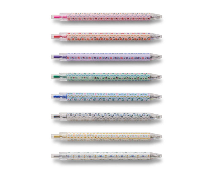 Rifle Paper Co. Delphine Gel Pen Set of 8 - Pine & Moss