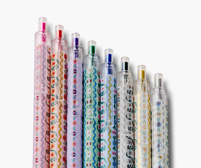 Rifle Paper Co. Delphine Gel Pen Set of 8 - Pine & Moss