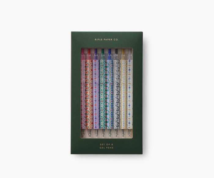 Rifle Paper Co. Delphine Gel Pen Set of 8 - Pine & Moss