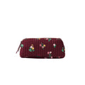 Rifle Paper Co. Ditsy Dahlia quilted small cosmetic pouch in burgundy with floral embroidery