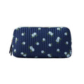 Rifle Paper Co. Ditsy Hydrangea quilted large cosmetic pouch with white flowers on navy background
