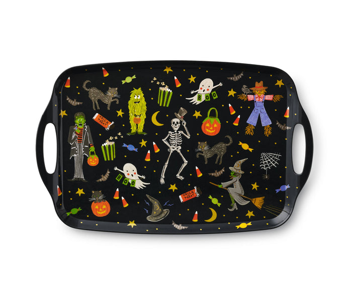 Rifle Paper Co. Halloween Parade Melamine Serving Platter with Handles - Pine & Moss