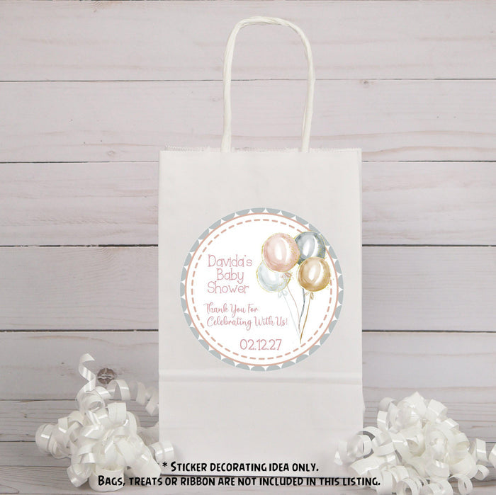 Elegant metallic balloon design baby shower sticker