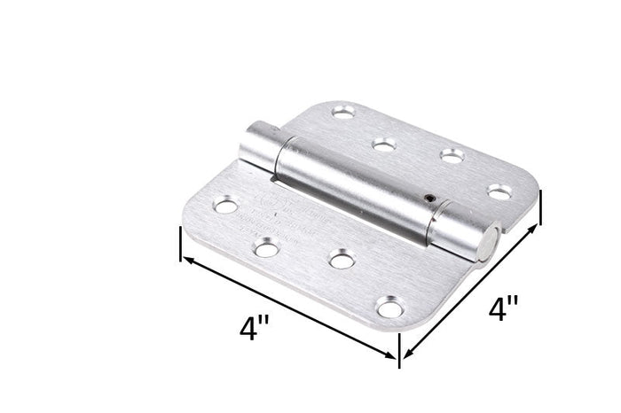 Butt Style 4" x 4" Spring Hinge with Rounded Corners - Satin Chrome - Reflect Window & Door