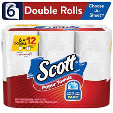 SCOTT CHOOSE A SHEET PAPER TOWELS 6 DOUBLE ROLLS=12 #ROCK VALUE-ORDER BY TUESDAY EVENING OCT 27 ARRIVING NOV 04  FOR DELIVERY#