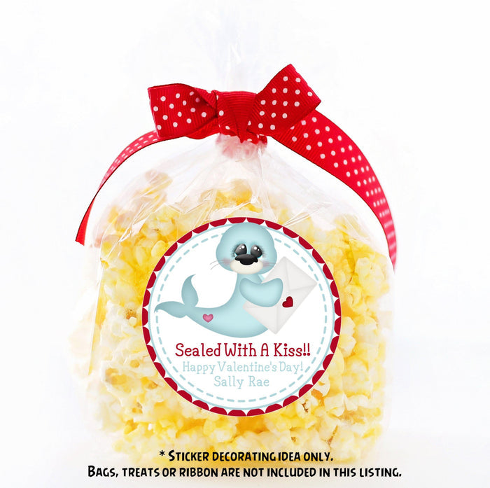 Personalized Sealed With A Kiss classroom Valentine sticker