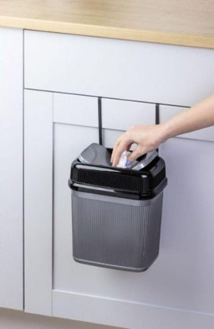 Self Closing Double Swing Lid Hanging Waste Bin for a Kitchen