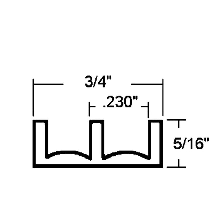 Showcase Lower Track for Sliding Glass or Wood Door Panels - For 3/16" Thick Material - Reflect Window & Door
