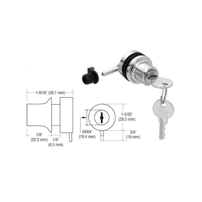 Showcase Through Glass Chrome Plunger Lock - Reflect Window & Door