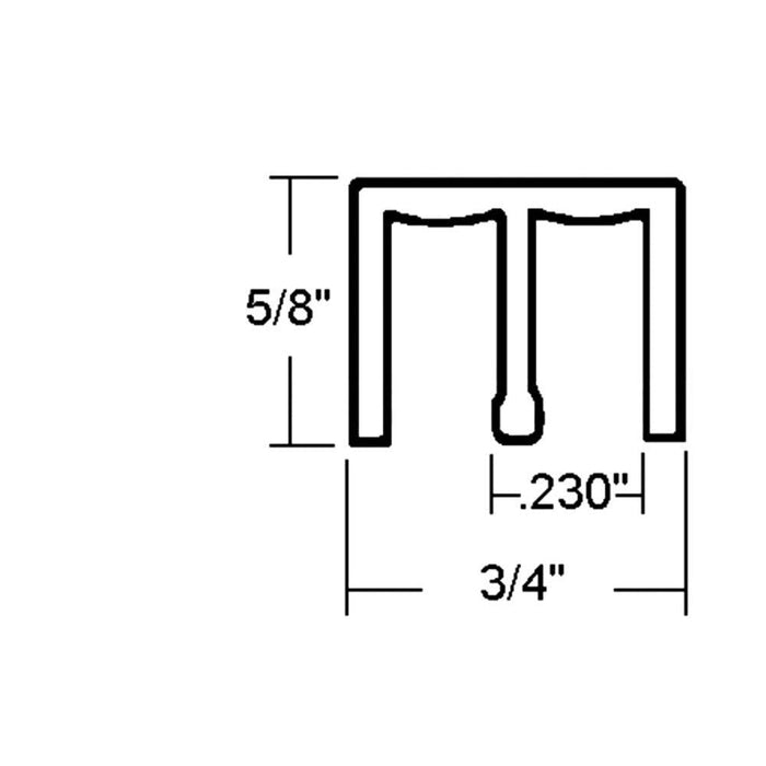 Showcase Upper Track for Sliding Glass or Wood Door Panels - For 3/16" Thick Material - Reflect Window & Door