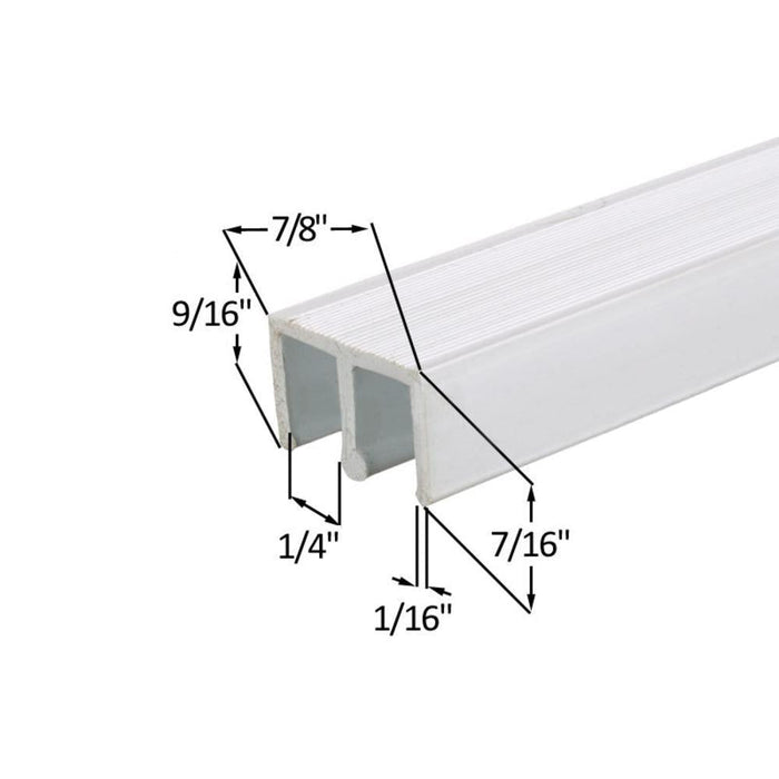 Showcase Upper Track for Sliding Glass or Wood Door Panels for 1/4" Thick Material - Reflect Window & Door
