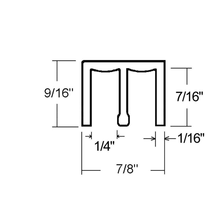 Showcase Upper Track for Sliding Glass or Wood Door Panels for 1/4" Thick Material - Reflect Window & Door