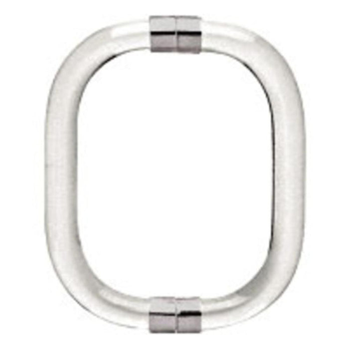Shower Door 6" Smooth Style Acrylic Back - to - Back Pull Handle With Chrome Rings - Reflect Window & Door