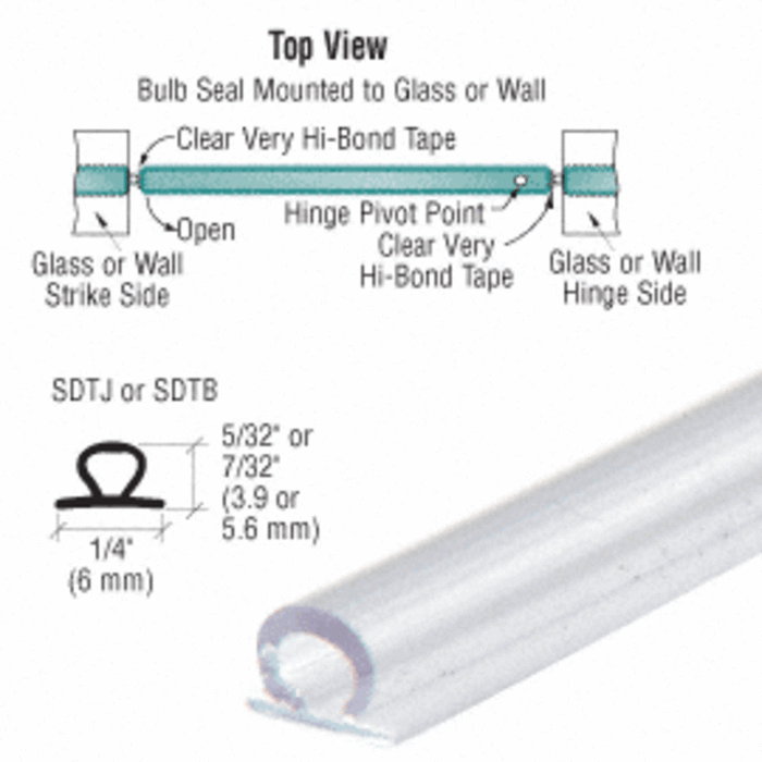 Shower Door 7/32" Translucent Vinyl Bulb Seal - Reflect Window & Door