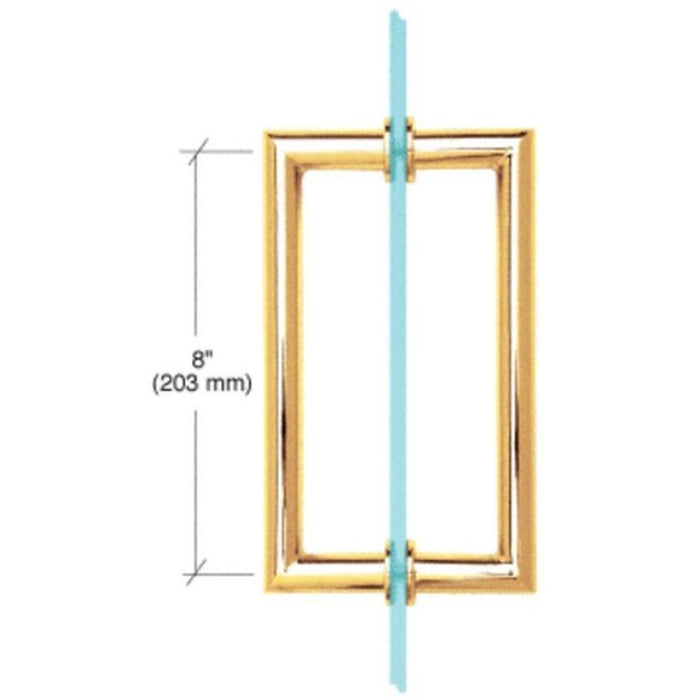 Shower Door 8" Round Tubing Mitered Corner Back - to - Back Pull Handle - Reflect Window & Door