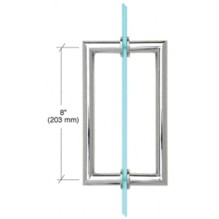 Shower Door 8" Round Tubing Mitered Corner Back - to - Back Pull Handle - Reflect Window & Door