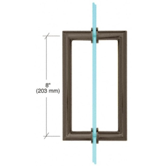 Shower Door 8" Round Tubing Mitered Corner Back - to - Back Pull Handle - Reflect Window & Door