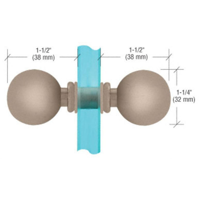 Shower Door Ball Style Back - to - Back Knobs - Reflect Window & Door