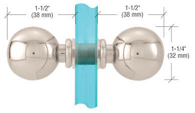 Shower Door Ball Style Back - to - Back Knobs - Reflect Window & Door