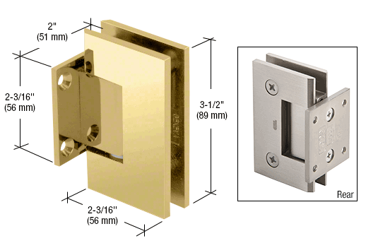 Shower Door Geneva Wall Mount Short Back Plate Hinge - Reflect Window & Door