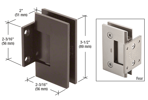 Shower Door Geneva Wall Mount Short Back Plate Hinge - Reflect Window & Door