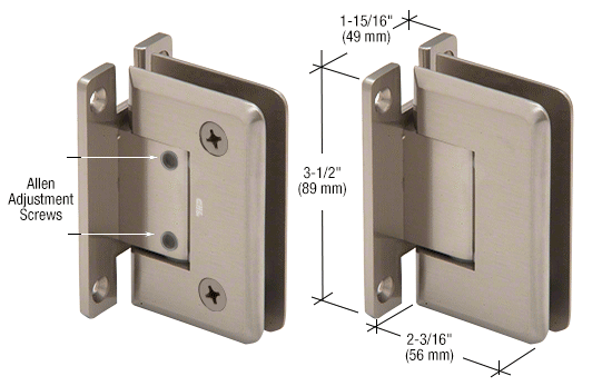 Shower Door Pinnacle Series Adjustable Wall Mount Full Back Plate Hinge - Reflect Window & Door