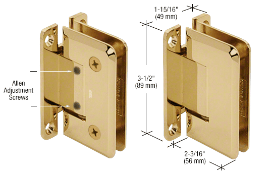 Shower Door Pinnacle Series Adjustable Wall Mount Full Back Plate Hinge - Reflect Window & Door