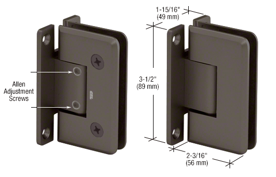 Shower Door Pinnacle Series Adjustable Wall Mount Full Back Plate Hinge - Reflect Window & Door