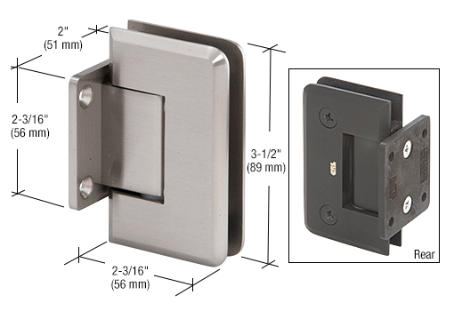 Shower Door Pinnacle Series Wall Mount Short Back Plate Hinge - Reflect Window & Door