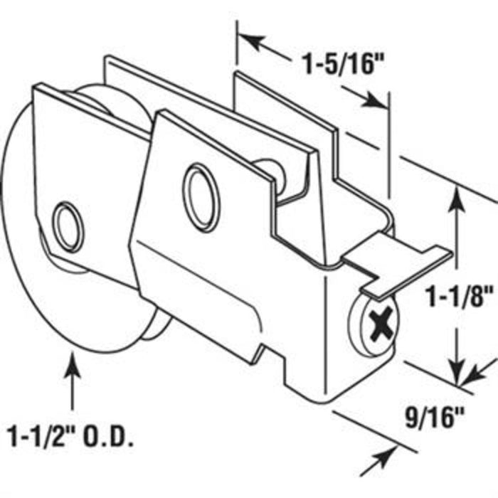 Sliding Closet Door 1 - 1/2" Nylon Ball Bearing Roller Assembly - Reflect Window & Door