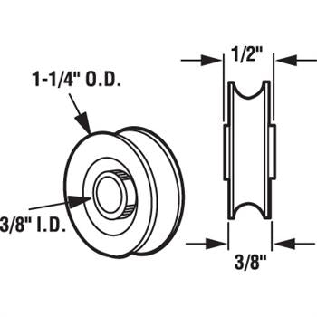 Sliding Glass Door 1 - 1/4" Nylon Replacement Roller 3/8" Wide - Reflect Window & Door