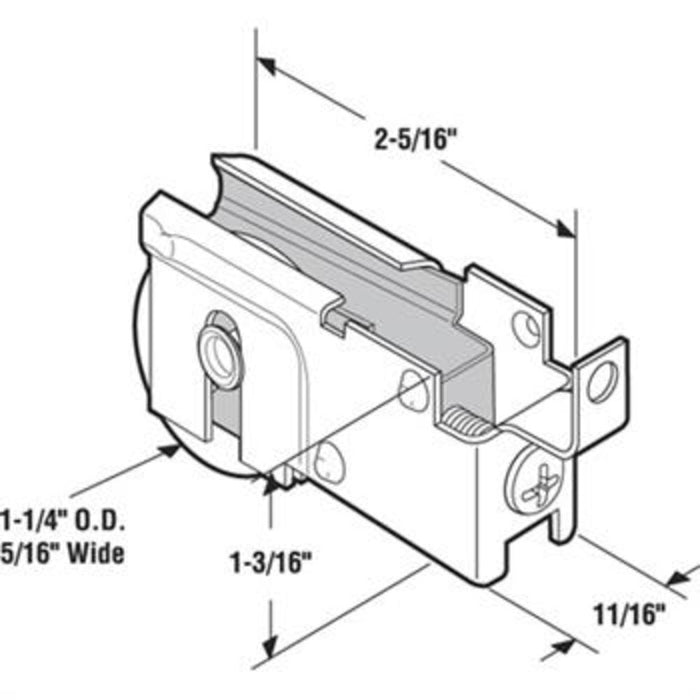 Sliding Glass Door 1 - 1/4" Nylon Roller With 23/32" Wide Housing for Northrop Doors - Reflect Window & Door
