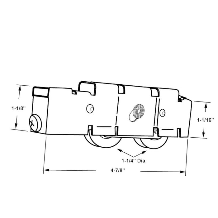 Sliding Glass Patio Door 1 - 1/4" Tandem Nylon Ball Bearing Roller With 3/4" Wide Housing For P.H. Tech Doors - Reflect Window & Door