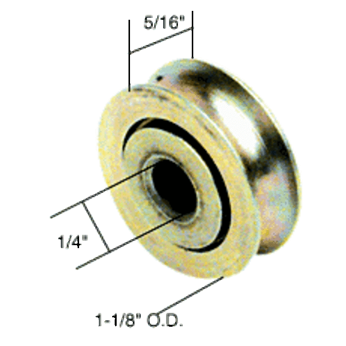 Sliding Glass Door 1-1/8" Diameter Steel Ball Bearing Replacement Roller 5/16" Wide - Reflect Window & Door