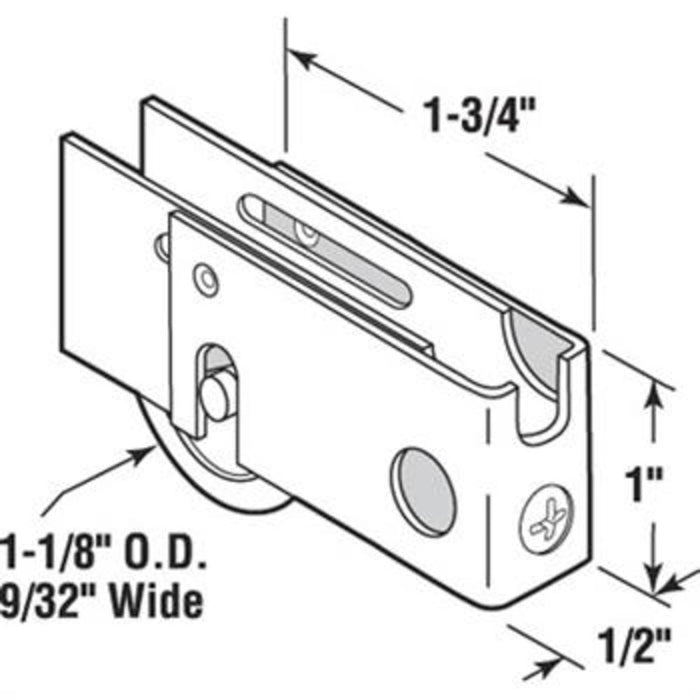 Sliding Glass Door 1 - 1/8" Steel Roller with 1/2" Wide Housing – Replacement Door Roller - Reflect Window & Door