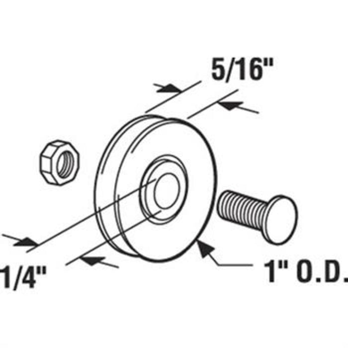 Sliding Glass Door 1" Diameter Steel Ball Bearing Replacement Roller 5/16" Wide - Reflect Window & Door