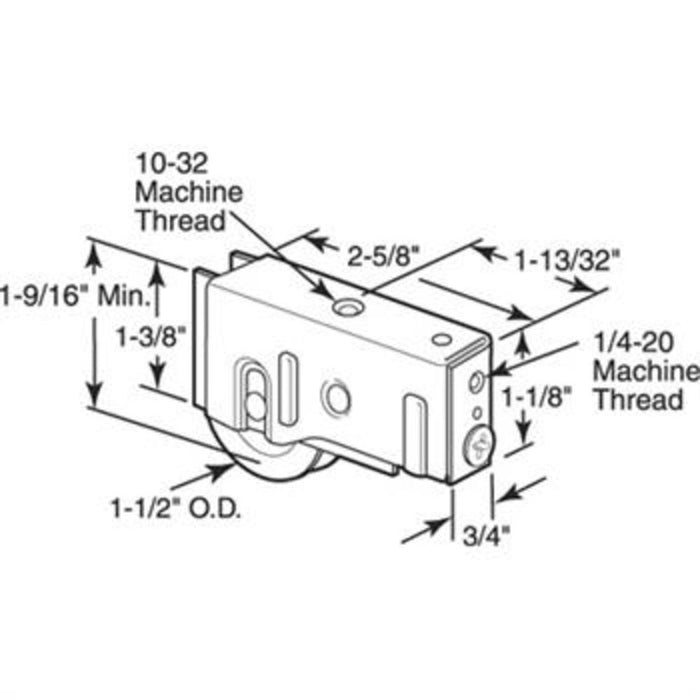 Sliding Glass Patio Door 1 - 1/2" Nylon Ball Bearing Roller With 3/4" Wide Housing For Keller Doors - Reflect Window & Door