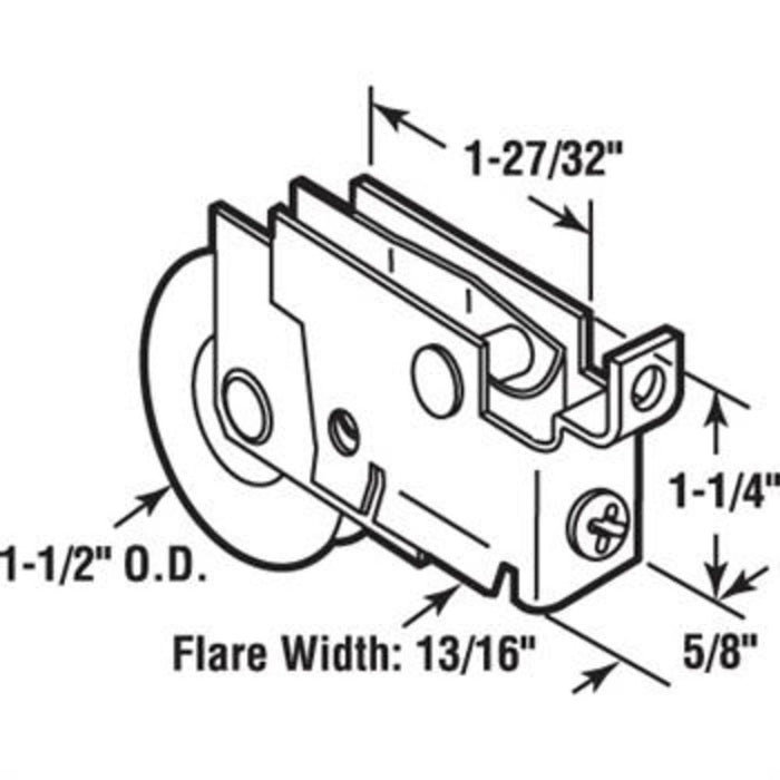 Sliding Glass Patio Door 1 - 1/2" Nylon Ball Bearing Roller With 5/8" Wide Housing - Reflect Window & Door